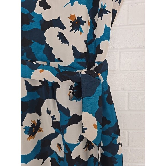 Oscar De La Renta Dress Size 16 Floral Blue Sleeveless Vintage Hawaiian MuMu - Picture 2 of 16